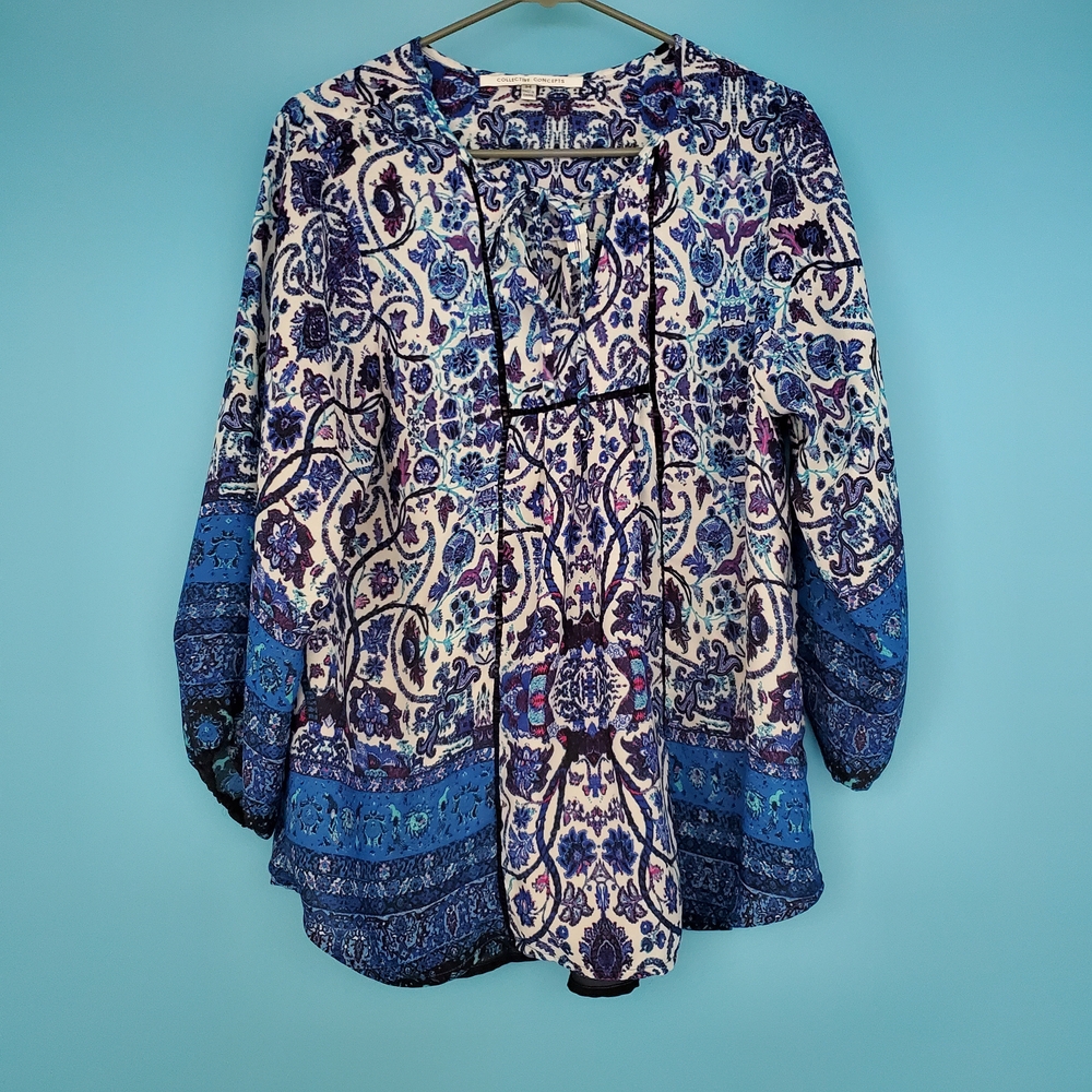 Collective Concepts Blouse Size Medium 3/4 Sleeve